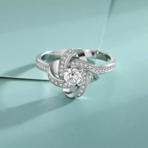 925 Sterling Silver Diamond Solitaire Ring - Picture 1 of 3